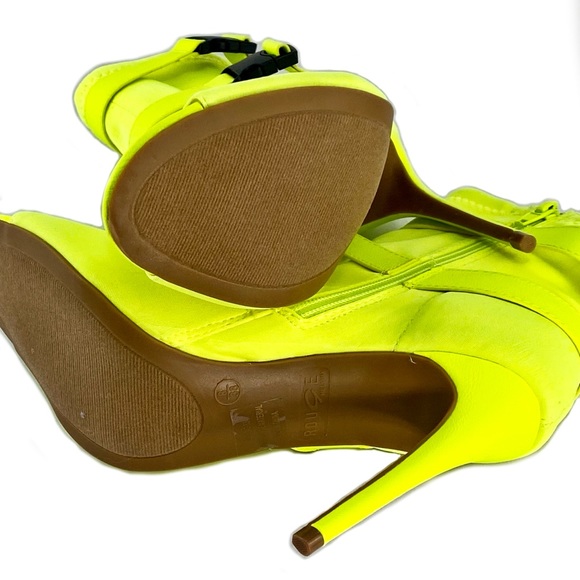 RouGE Neon Yellow Elastic Stilettos Ankle Boots 8 - Picture 6 of 6